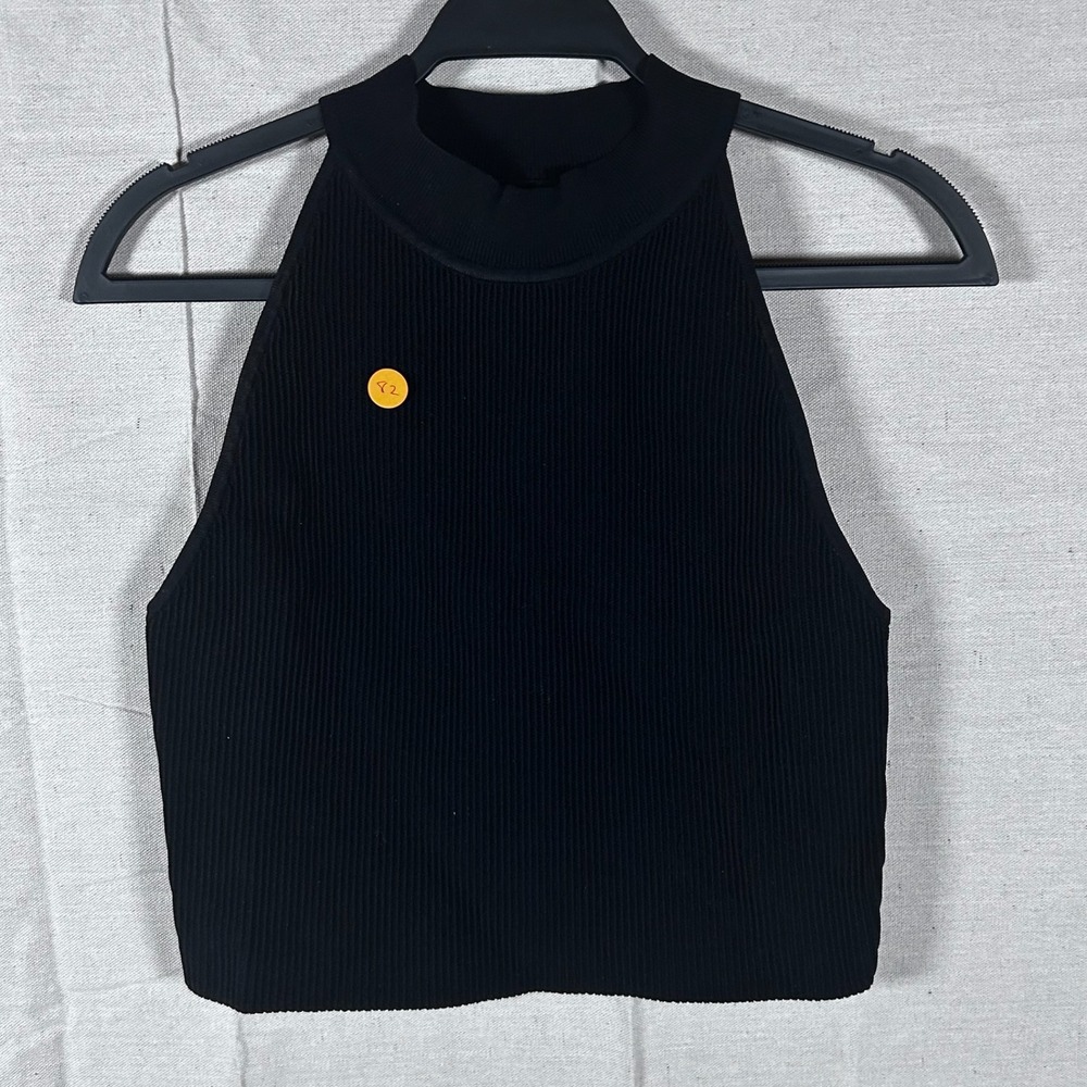 Babaton Sculpt Knit Halter Top Black Ribbed Sleeveless Crop Tank 81886 Mens L